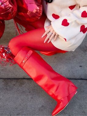 AZALEA WANG STUCK ON YOU WEDGE BOOT IN RED-